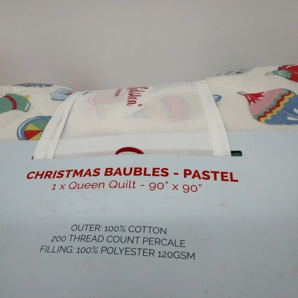 CATH KIDSTON LONDON Christmas Baubles QUEEN QUILT‎ NEW COTTON Euro Shams